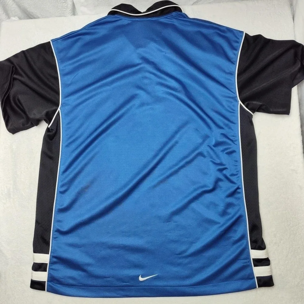 Vintage Nike‎ Basketball Polo Shirt Men XL Blue Black Y2K Colorblock Mesh Jersey